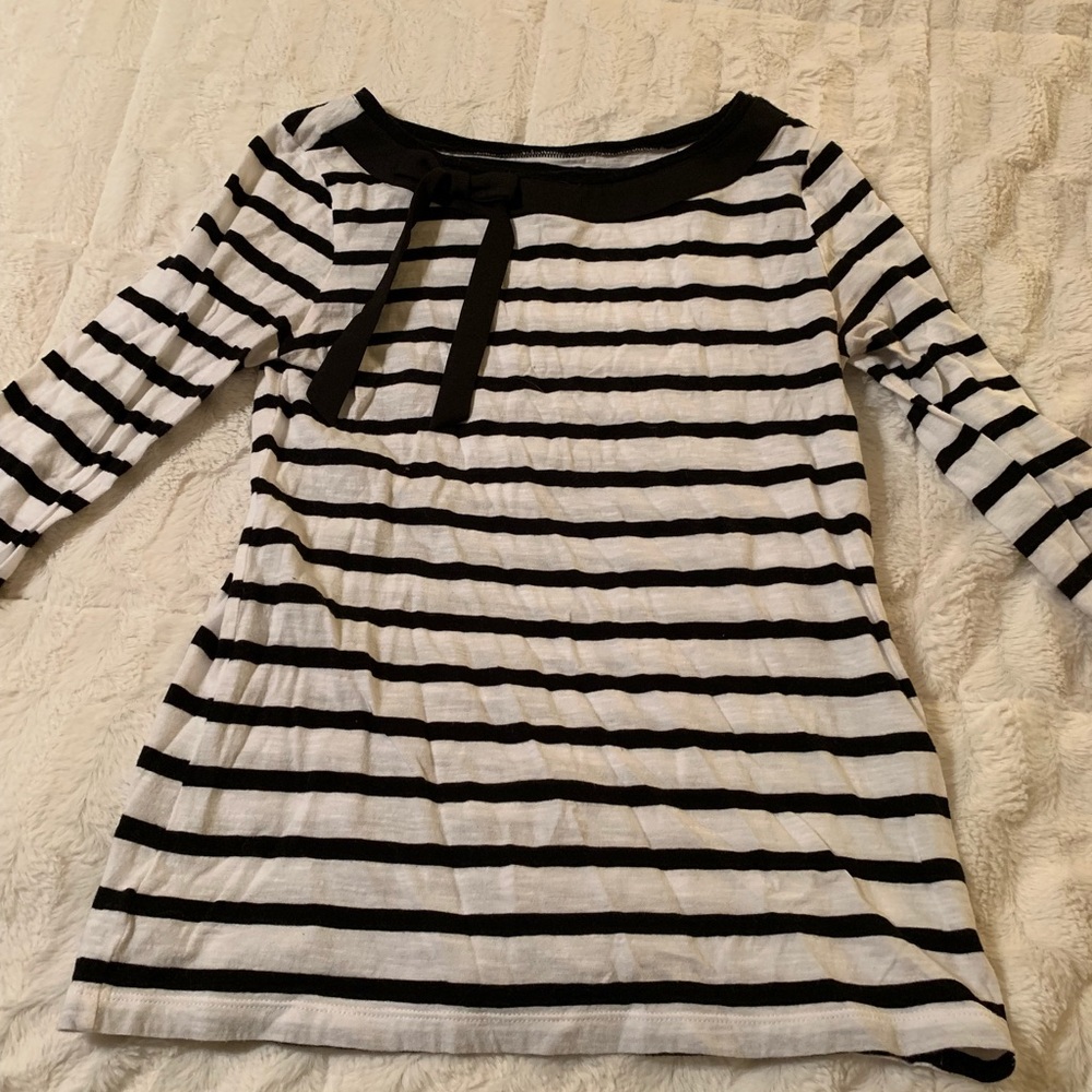 Loft Striped Tee with Bow